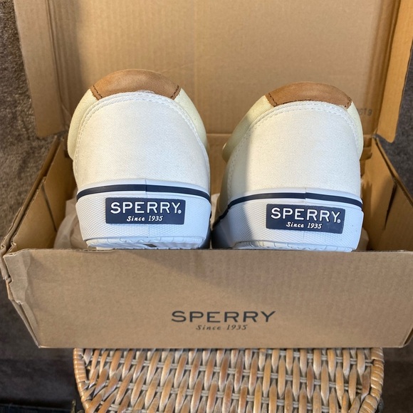 Sperry Top-Sider White & Tan Boat Shoes Men’s 10.5W NWT - Picture 5 of 9